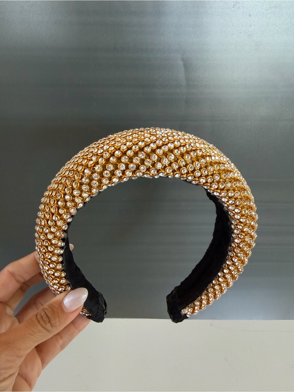 Zara Gold Crystal Padded Headband